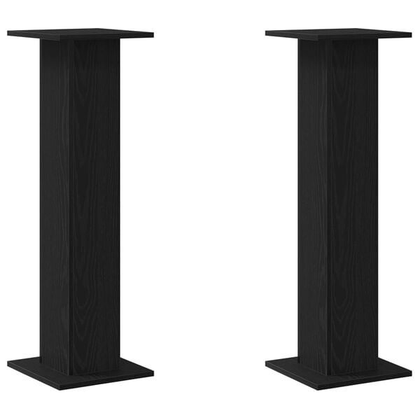 vidaXL Speaker Stands 2 pcs Black Oak 30 x 30 x 95 cm Engineered Wood