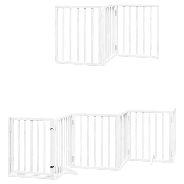 vidaXL Dog Gate with Door Foldable 12 Panels White 600 cm Poplar Wood