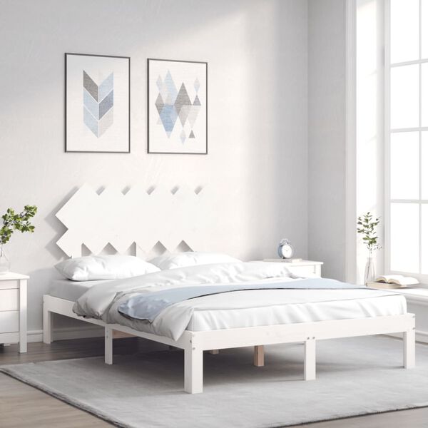 vidaXL Bed Frame without Mattress White Small Double Solid Wood Pine