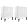 vidaXL Bed Cabinets with Metal Legs 2 pcs High Gloss White 40x30x50 cm