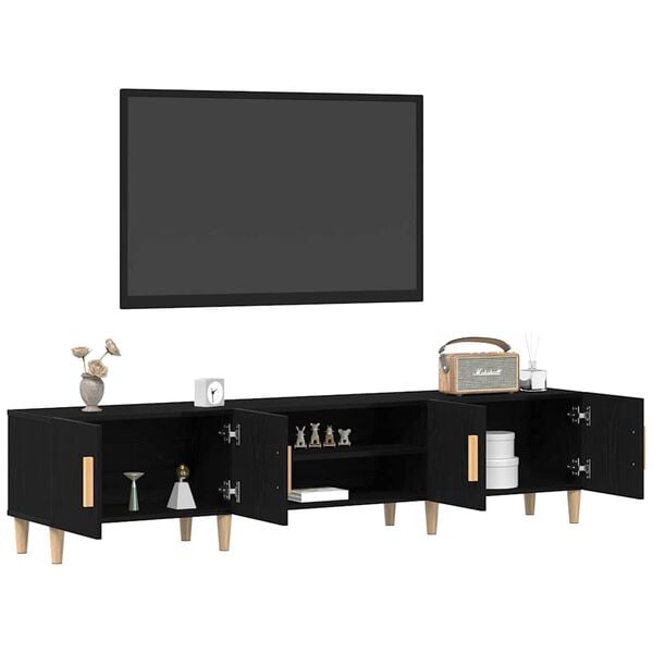 vidaXL TV Cabinet Black Oak 180 x 31.5 x 40 cm Engineered Wood