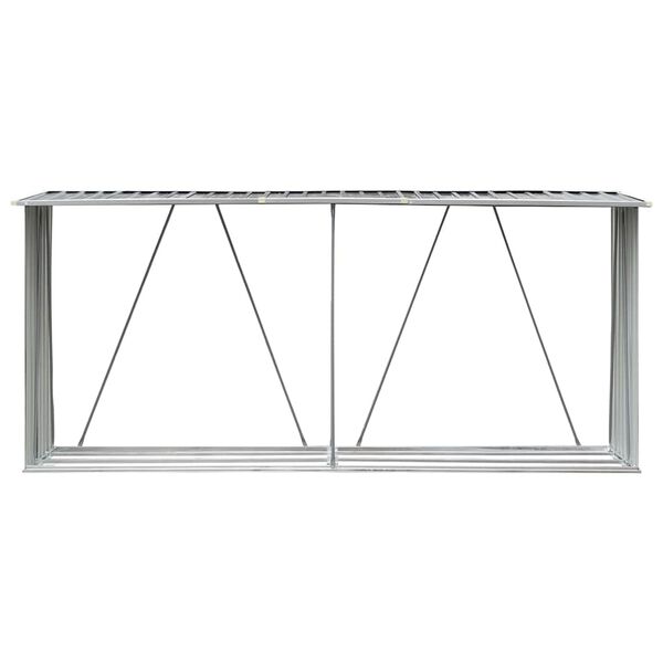 vidaXL Garden Log Storage Shed Galvanised Steel 330x84x152 cm Grey