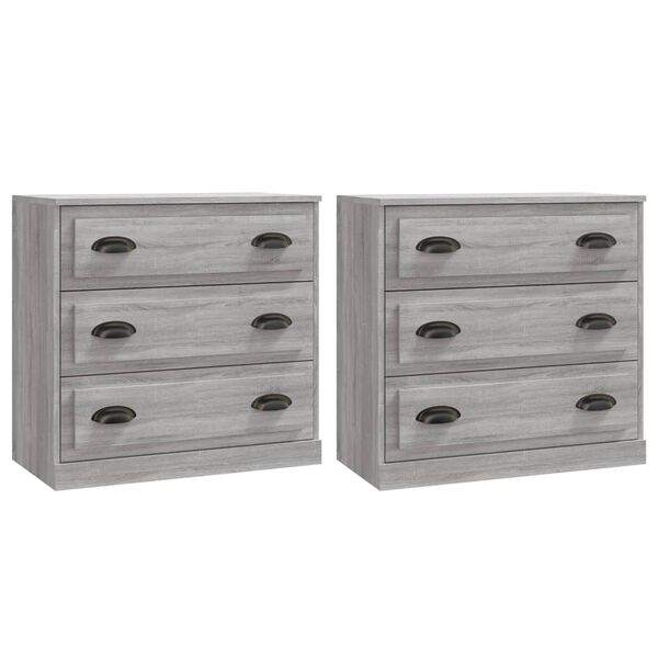 vidaXL Sideboards 2 pcs Grey Sonoma Engineered Wood