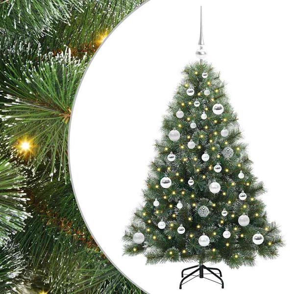 vidaXL Artificial Christmas Tree with 150 LEDs Green 120 cm PE and PVC