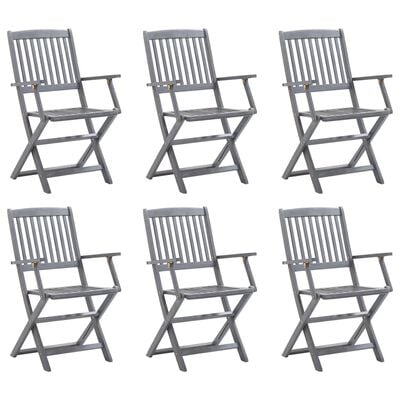 vidaXL Folding Outdoor Chairs 6 pcs Solid Acacia Wood