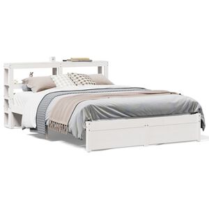 vidaXL Bed Frame with Headboard without Mattress White 140x200 cm
