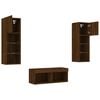 vidaXL 4 Piece TV Wall Cabinets with LED Lights Brown Oak