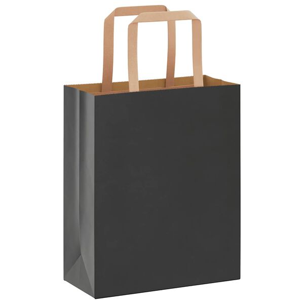 vidaXL Paper Bags 250 pcs with Handles Black 18x8x22 cm