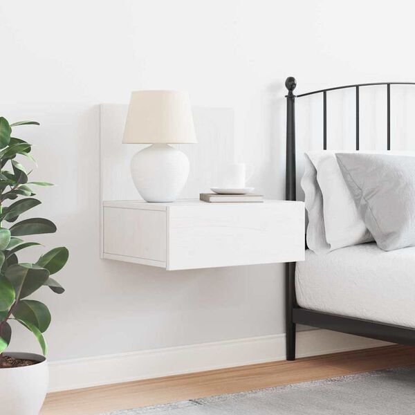 vidaXL Bedside Table White 42 x 32.5 x 40 cm Solid pine wood