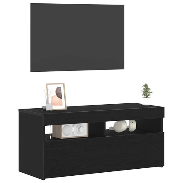 vidaXL TV Cabinet Black Oak 90 x 35 x 40 cm Engineered Wood