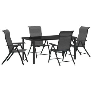 vidaXL Garden Dining Set 5 pcs Grey Powder-Coated Steel