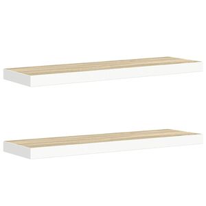 vidaXL Floating Wall Shelves 2 pcs Oak and White 80x23.5x3.8 cm MDF