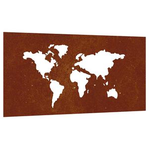 vidaXL Garden Wall Decoration 105x55 cm Corten Steel World Map Design