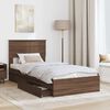 vidaXL Storage Bed with Drawer Brown Oak 90 x 200 cm Engineered Wood