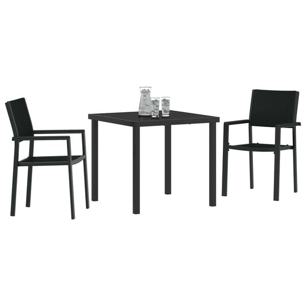 vidaXL Garden Dining Set 3 pcs Black Powder-Coated Steel