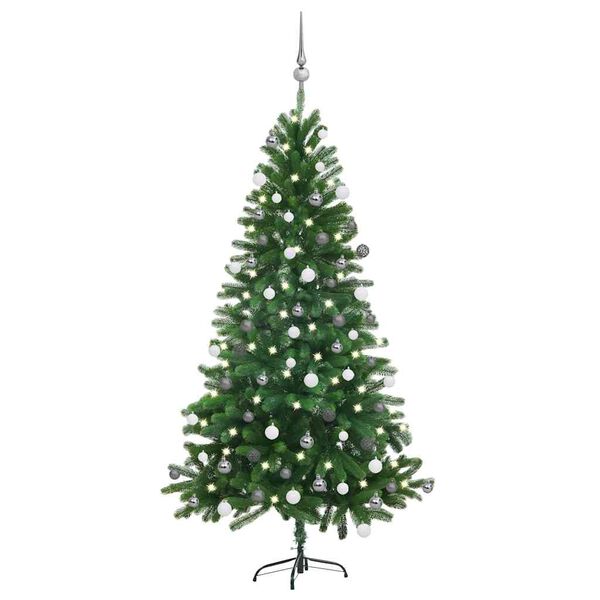 vidaXL Artificial Pre-lit Christmas Tree with Ball Set 150 cm Green