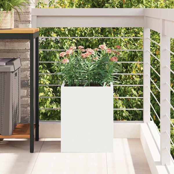 vidaXL Garden Planter White 32 x 32 x 40 cm Cold-rolled steel
