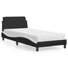 vidaXL Bed with Mattress "Dover" Black and White Single Faux Leather