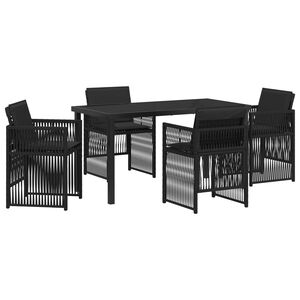 vidaXL Garden Dining Set 5 pcs Black Poly rattan