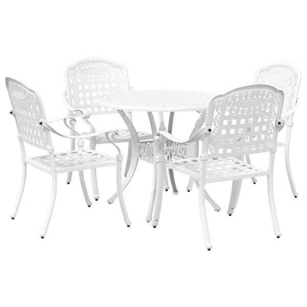 vidaXL Garden Dining Set 5 pcs White Aluminium