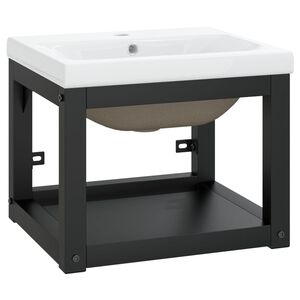 vidaXL Washbasin Frame With Basin | Black and White