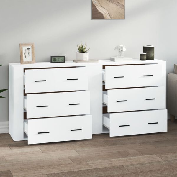 vidaXL Sideboards 2 pcs White Engineered Wood