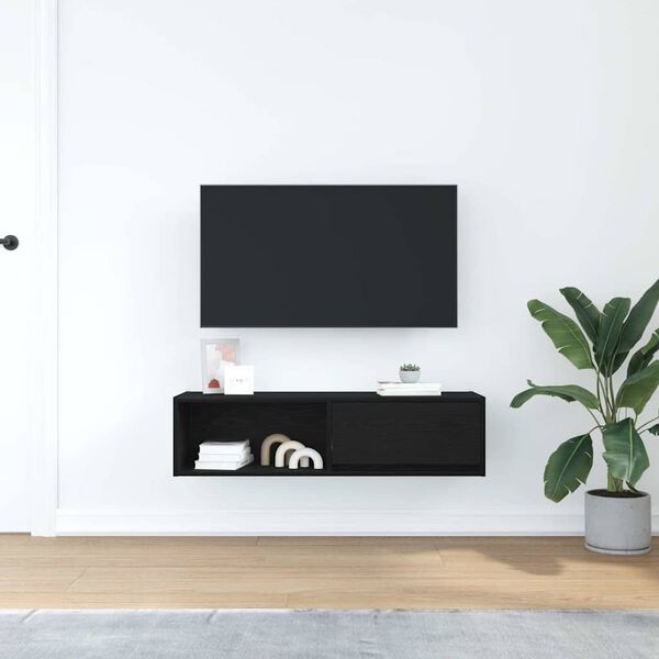 vidaXL TV Cabinet Black Oak 100x31x25.5 cm Engineered Wood
