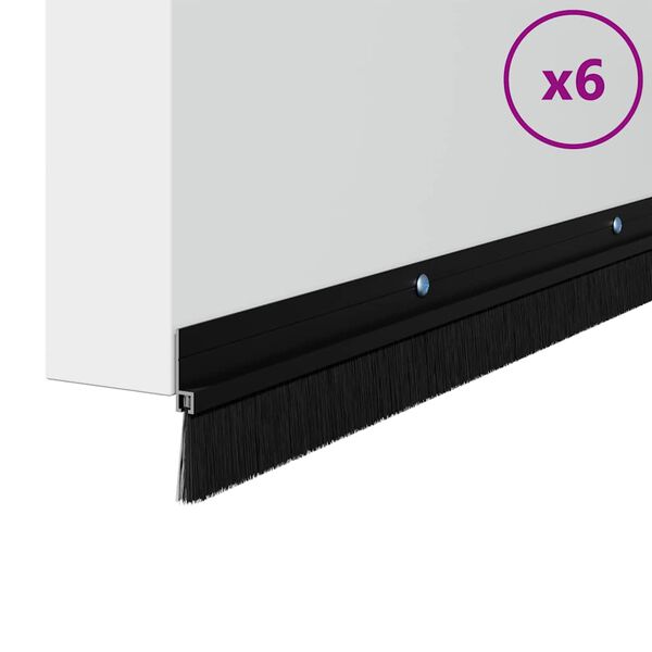 vidaXL Screw-on Door Brush Seals 6 pcs Black 100 cm Aluminium Alloy