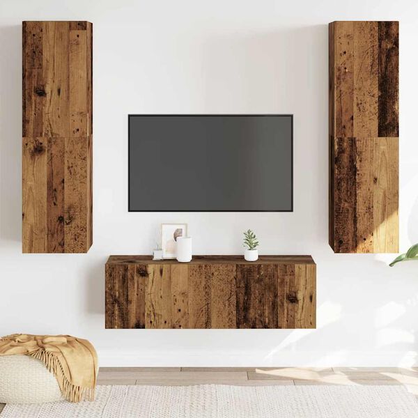 vidaXL Wall Mounted TV cabinets 3 pcs Old Wood Engineered Wood