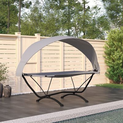 vidaXL Outdoor Lounge Bed with Canopy Grey Steel and Oxford Fabric