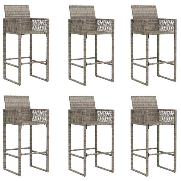 vidaXL 7 Piece Garden Bar Set without Cushions Grey Poly Rattan Acacia