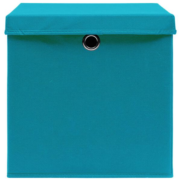 vidaXL Storage Boxes with Lids 10 pcs Baby Blue 32x32x32 cm Fabric