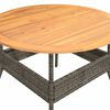 vidaXL Garden Table with Acacia Wood Top Grey &Oslash;110x71 cm Poly Rattan