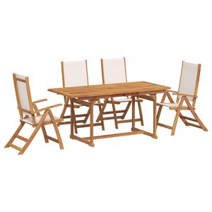 vidaXL 5 Piece Garden Dining Set Solid Wood Acacia and Textilene