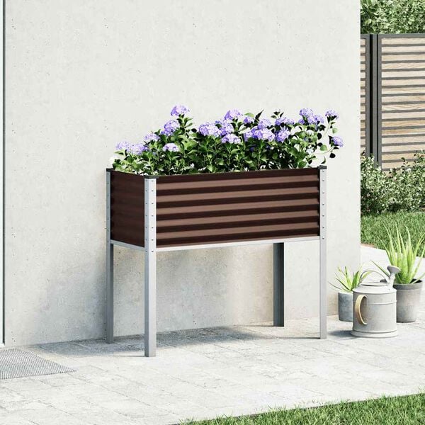 vidaXL Garden Planter Brown 100x45x90 cm Steel