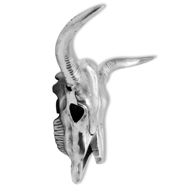 vidaXL Bull Skull Head Decoration Wall-Mounted Aluminium Silver