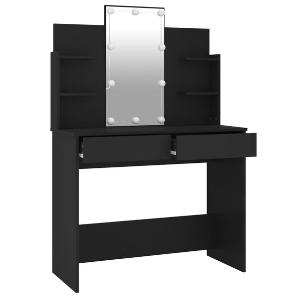 vidaXL Dressing Table with LED Black 96x40x142 cm