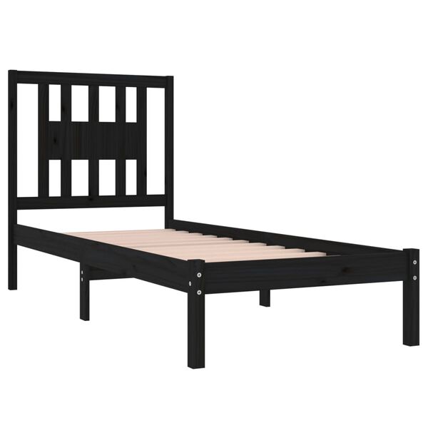 vidaXL Bed Frame without Mattress Black Solid Wood Small Single