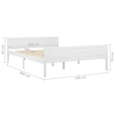 vidaXL Bed Frame Solid Pinewood White 160x200 cm
