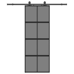 vidaXL Sliding Door with Hardware Set Black 76x205 cm Tempered Glass