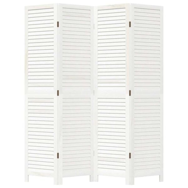 vidaXL Room Divider&nbsp;4 Panels White Solid Wood Paulownia