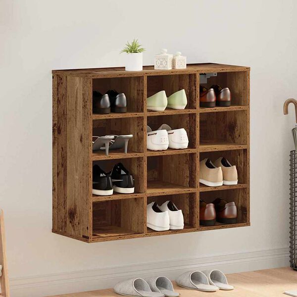 vidaXL Shoe Cabinet Old Wood 77.5 x 30 x 67 cm Engineered Wood