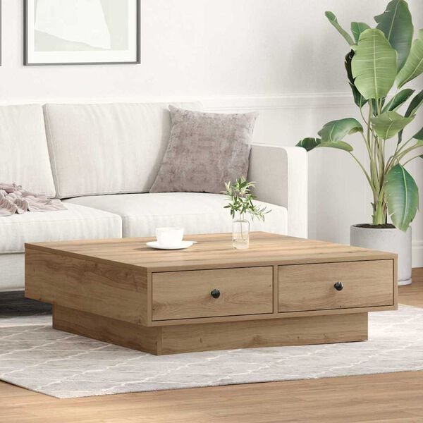 vidaXL Coffee Table Artisan Oak 90 x 90 x 28 cm Engineered Wood