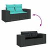 vidaXL 8 Piece Garden Sofa Set with Cushions Black Poly Rattan Acacia