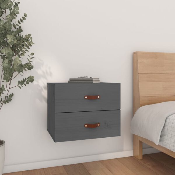 vidaXL Wall-mounted Bedside Cabinet Grey 50x36x40 cm
