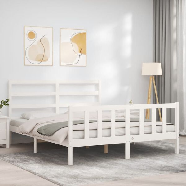 vidaXL Bed Frame without Mattress White 160x200 cm Solid Wood Pine