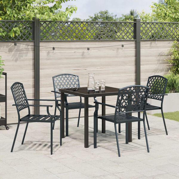 vidaXL Garden Dining Set 5 pcs Anthracite Powder-Coated Steel