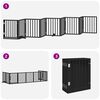 vidaXL Dog Gate with Door Foldable 9 Panels Black 450 cm Poplar Wood