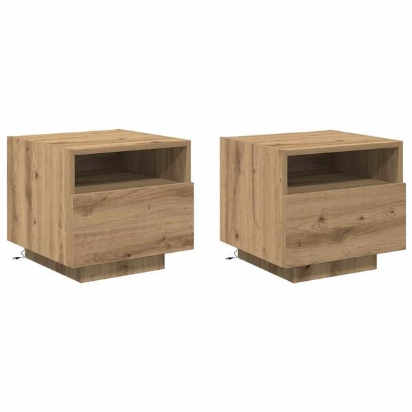 vidaXL Bedside Cabinet with Drawer 2 pcs Artisan Oak 40 x 39 x 37 cm
