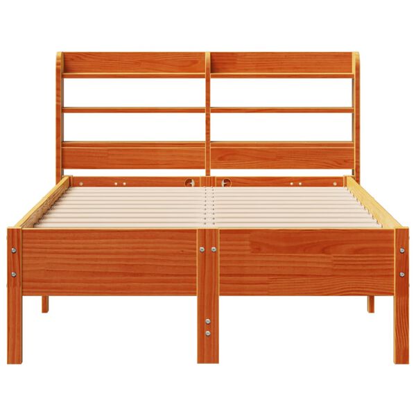 vidaXL Bed Frame without Mattress Wax Brown 120x190 cm Small Double Solid Wood Pine